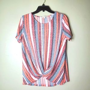 𝅺Above and Beyond Medium (M) orange stripes twisted knot front top